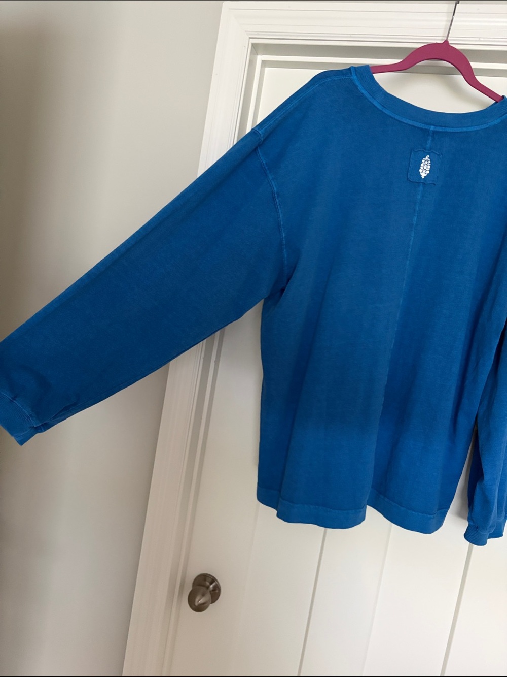Free people hustle layer tee light cobalt large 100% cotton - Picture 4 of 8